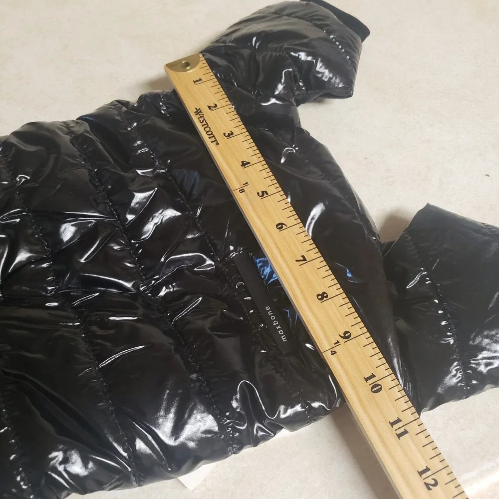 Maxbone Dog Black Lu Ski Suit Size Medium Puffer Glossy Black Removed Hood Snap‎
